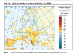Changes in annual rain precipitation in Europe