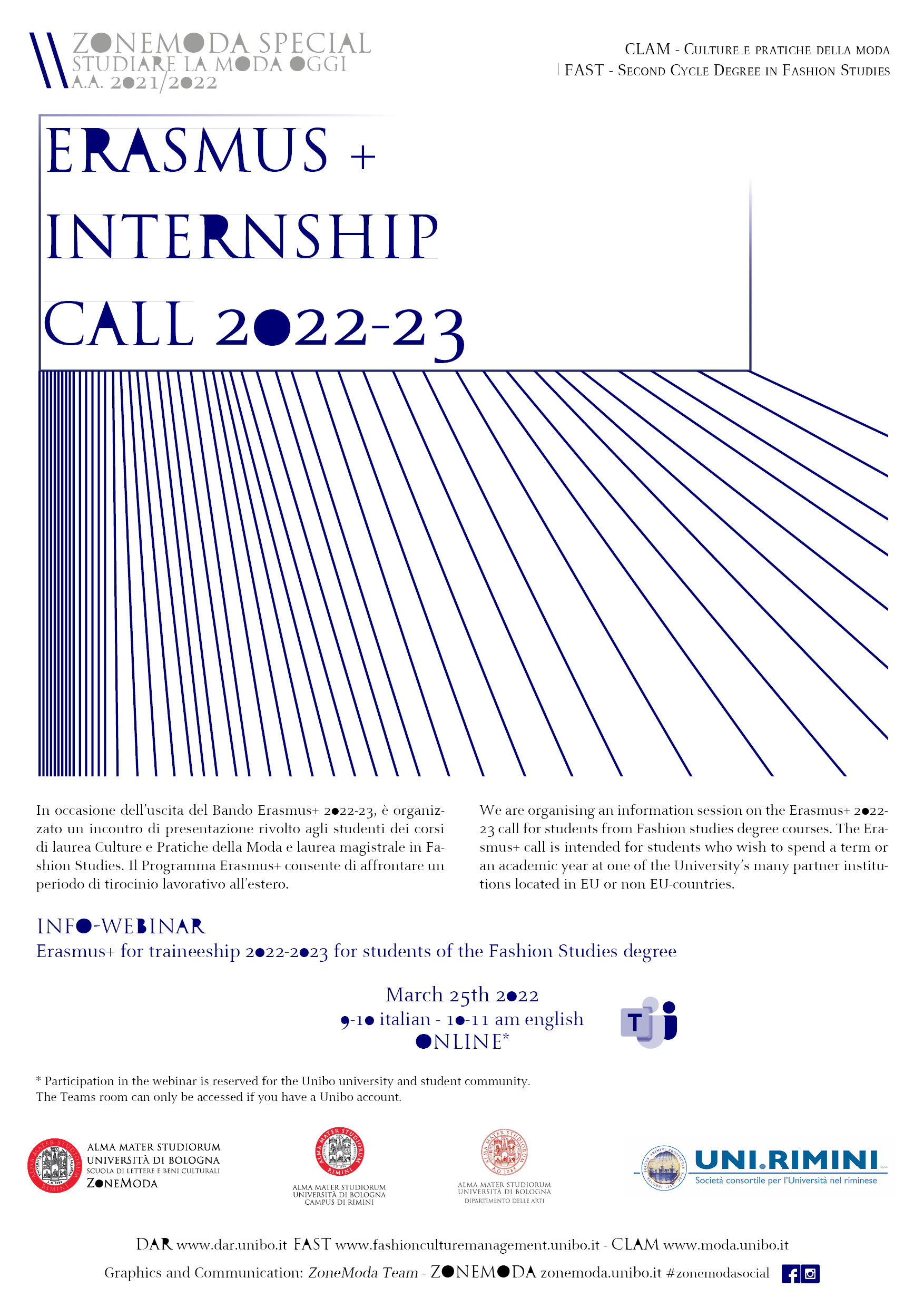 ERASMUS + INTERNSHIP CALL 2022-23